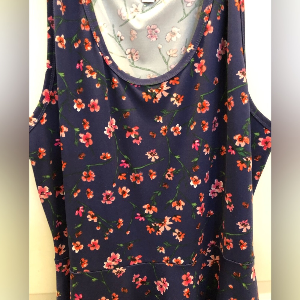 LuLaRoe Nicki Women's Blue Floral Sleeveless Casual Dress Plus size 3X